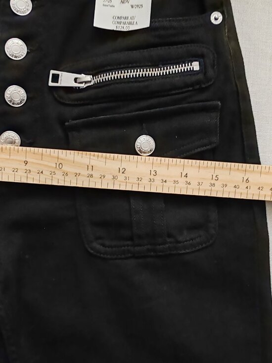 Zadig & Voltaire Eyes Denim Eco Flare Jeans Black Size 26 Cargo Pockets NWT - Picture 8 of 16